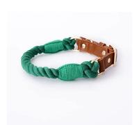 The Smug Dog Boston Rope Braided Collar for Dogs - Stylish Medium Forest Green with D-Ring, Leather Finish & Golden Buckle -Soft Dog Collar for Small, Medium and large Dogs for Training,Walking