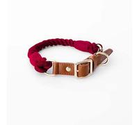 The Smug Dog Boston Rope Braided Collar for Dogs - Stylish Small Fiery Red with D-Ring, Leather Finish & Golden Buckle -Soft Dog Collar for Small, Medium and large Dogs for Training,Walking