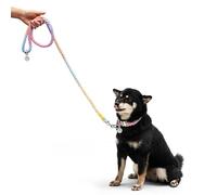 The Smug Dog Macaron Xlarge Bling Dog Rope Collar and Lead Set - Nylon Leash and Dog collar set With Silver Buckle - Stylish Durable Dog Leash and Dog Collar - Dog Accessories for Training and Walking