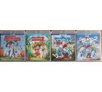 THE SMURFS 1 + 2 IN 3D + CLOUDY WITH A CHANCE OF MEATBALLS PART 1+2 IN 3D (3D ONLY - REGION FREE - PLAYS WORLDWIDE) = 4x BLU-RAY COLLECTION