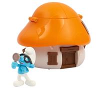 The Smurfs, 5.5cm Brainy Smurf and Orange Roof House, Rechargeable Mechanism with Surprise Confetti Effect, Ages 3+, Collect All 6 Colourful Houses