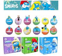 The Smurfs Bath Bombs with Action Figures-Brainy, Handy Smurf, Blossom, and Azrael