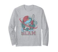 The Smurfs Big Slam Baseball Retro 90's Cartoon Long Sleeve T-Shirt
