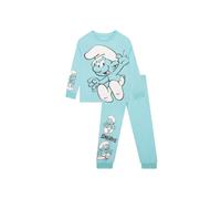 The Smurfs Boy's Smurfs Long Sleeve Pyjama Set in Blue | Size: 3-4 Years The Smurfs Blue 3-4 Years