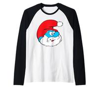 The Smurfs Classic Papa Smurf Santa Christmas Hat Raglan Baseball Tee