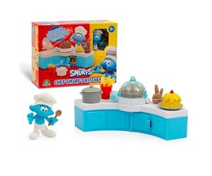 The Smurfs, Smurf Chef Mini Playset with Kitchen and Accessories, Includes Exclusive 5.5cm Smurf Figure, Features Bread Cloche and Opening Door, Fun and Safe for Ages 3+