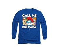The Smurfs Smurfs Call Me Big Papa Long Sleeve T-Shirt, Royal in Blue | Size: Medium The Smurfs Blue M