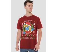 The Smurfs Smurfs Smurfy Christmas With Smurfette T-Shirt, Cardinal in Red | Size: Medium The Smurfs Red M