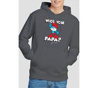 The Smurfs Smurfs Who'S Your Papa? Hoodie, Charcoal | Size: Medium The Smurfs Charcoal M