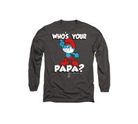 The Smurfs Smurfs Who'S Your Papa? Long Sleeve T-Shirt, Charcoal in Grey | Size: Medium The Smurfs Grey M