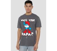 The Smurfs Smurfs Who'S Your Papa? T-Shirt, Charcoal | Size: Small The Smurfs Charcoal S