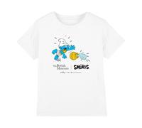 The Smurfs Unisex Kids The Smurfs X British Museum Egyptian Vase Drop Kids T Shirt, White T-Shirt (Pack of 1)