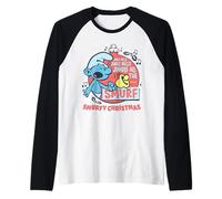The Smurfs Vintage Jingle Bells Smurfy Christmas Raglan Baseball Tee