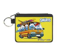 The Smurfs Wallet, Coin Purse, The Smurfs Camping Road Trip Van Scene Yellow, Canvas