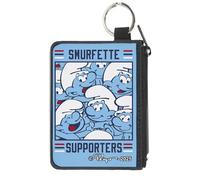 The Smurfs Wallet, Coin Purse, The Smurfs Smurfette Supporters Group Pose Blue Red White, Canvas