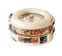 The Snack Box - Wide Mouth Stackable Rotating Divided Serving Tray with Lid | For Students Family Kitchen Office Party Snacks Storage Food Container A