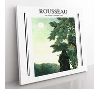 The Snake Charmer By Henri Rousseau Exhibition Museum Classic Painting Canvas Wall Art Print Ready to Hang, Framed Picture for Living Room Bedroom Home Office Décor, 35x35 cm (14x14 Inch)