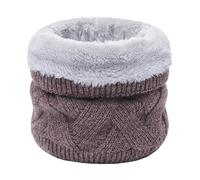 The Snood Autumn And Winter Wool Warm Neck Set Single Head Thickened Cold Knit Neck Neck Gaiter Ear Loops (Coffee, One Size)
