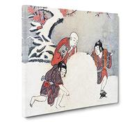 The Snow Ball by Harunobu Suzuki Canvas Print | Gallery Wrapped 30mm Frame Wall Art | 14x14 inches | Ready to Hang | Asian Landscape Picture | Living Room Bedroom Lounge Office