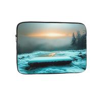 The snow capped mountains at sunrise Print Laptop Sleeve 12 inch | Splash-Resistant Oxford W/ Foam Padding. Fits 12 Inch Laptop. Slim For Backpack The Snow Capped Mountains At Sunrise Print