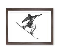 The Snowboarder Painting Modern Art Framed Print | A2 Walnut Framed Wall Art | Ready to Hang | Modern Historical Picture | Living Room Bedroom Lounge Office
