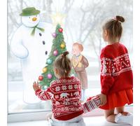 The Snowman and Christmas Tree Window Sticker - Christmas Window Decoration - Repositionable and Reusable - Made in The UK