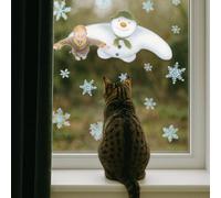 The Snowman and James Flying Window Sticker - Christmas Window Decoration - Repositionable and Reusable - Made in The UK