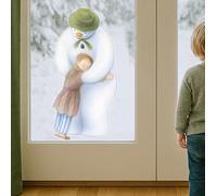 The Snowman and James Hug Window Sticker - Christmas Window Decoration - Repositionable and Reusable - Made in The UK