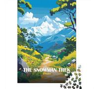 The Snowman Trek, Bhutan Jigsaw Puzzle 1000 Pieces, Lakeside Architecture Scene, Interlocking Paper Pieces, Weekend Hobby for Adults, Family Night Game, 38x26cm/1000pcs