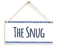 The Snug Hanging Door Sign, Blue Zigzag Room Decor