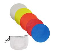 The Soccer Store Set of 10 Flat Disc Markers (Individual and Multi-pack) (Multi, 15 cm) With Bag