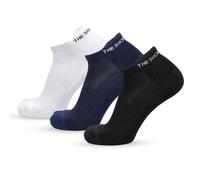 The Sock Street Bamboo Socks Mens 9-12, Bamboo Trainer Socks, 3 Pairs Multipack, Trainer Ankle Length Cushion Thick Breathable for Sports & Athletics - White, Navy and Black