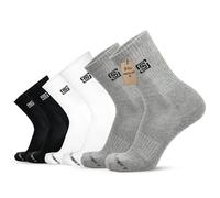 The Sock Street Socks for Men, Cotton Long Crew 6 Pairs Compression Moisture Wicking Cushioned Sports Running Socks for Cricket, Hiking, Walking & Cycling With Seamless Soft Top Size 9-12 UK