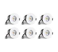 The Soho Lighting Company 6 Pack - White Fixed CCT Colour Changing Fir LED Dimmable IP65 10W Downlight for Kitchen, Bathroom, Bedroom