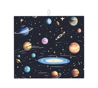 The Solar Family Dish Drying Mat, 16 x 18, Highly Absorbent, Suitable for Kitchen Dish, Drain Rack, Coffee Bar, Hangable