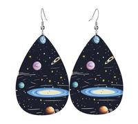 The Solar Family Earrings for Women Teardrop Dangle Earrings Boho Lightweight Unique Leather Earrings Fashion Pendant for Birthday Gift Fashion Jewelry
