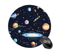 The Solar Family Mousepad Waterproof Gaming Mousepads with Non-Slip Rubber Base Round Computer Mousepad with Stitched Edges for Desk Pad 7.8 Inch