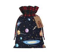 The Solar Family Print Christmas S Linen Bags Drawstring, Treat Sacks Gift Wrap Bags Xmas Holiday Party Favors Presents