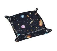 The Solar Family Print Leather Catchall Tray,Desk Organizer for Keys,Wallet, Valet Tray for Home,Office