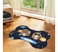 The Solar Family Prints Bone-shaped pet meal mat | Absorbent, non-slip, durable, and easy-to-clean pet feeding mat