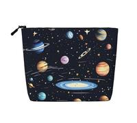 The Solar Family Single-Layer Linen-Look Makeup Pouch with Zipper Ensuring for Your Daily or Travel Needs