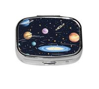The Solar Family Square Pill Box Lightweight and Portable, with 2 Plastic Inserts, Suitable for Carrying in Pockets or Wallets.