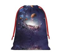 The Solar System Christmas Drawstring Gift Bags Large Size Xmas Goody Wrapping Bags Valentine Favors Party