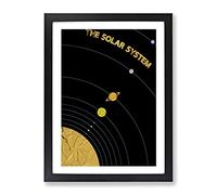 The Solar System Modern Framed Wall Art Print, Ready to Hang Picture for Living Room Bedroom Home Office Décor, Black A2 (64 x 46 cm)