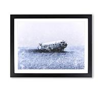 The Solheimasandur Plane Wreck In Iceland By Modern Art Framed Print | A3 Black Framed Wall Art | Ready to Hang | Modern Vehicle Picture | Living Room Bedroom Lounge Office