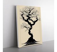 The Solo Tree No.1 Brown, Black, Grey Canvas Wall Art Print Ready to Hang, Framed Picture for Living Room Bedroom Home Office Décor, 76x50 cm (30x20 Inch)