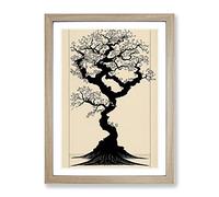 The Solo Tree No.1 Framed Print | A2 Oak Framed Wall Art | Ready to Hang | Modern Floral Picture | Living Room Bedroom Lounge Office