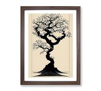 The Solo Tree No.1 Framed Print | A2 Walnut Framed Wall Art | Ready to Hang | Modern Floral Picture | Living Room Bedroom Lounge Office
