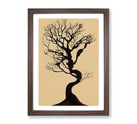 The Solo Tree No.2 Framed Print for Living Room Bedroom Home Office Décor, Wall Art Picture Ready to Hang, Walnut A4 Frame (34 x 25 cm)
