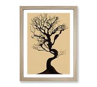 The Solo Tree No.2 Framed Print for Living Room Bedroom Home Office Décor, Wall Art Picture Ready to Hang, Oak A4 Frame (34 x 25 cm)